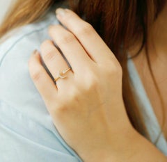 Crescent Moon Diamond Ring Solid 14k Gold Moon Star Ring Band Anniversary Gift.