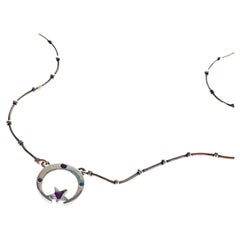 Crescent Moon Necklace Silver Chain Star Aquamarine Blue Sapphire Ruby Emerald