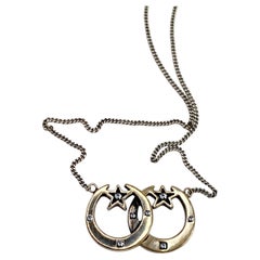 Crescent Moon Star Necklace Aquamarine Celestial Gold Plated Silver j Dauphin