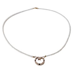 Crescent Moon Necklace White Pearl White Diamond Choker J Dauphin