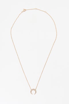 Crescent Moon Pave Diamond Rose Gold Pendant Necklace