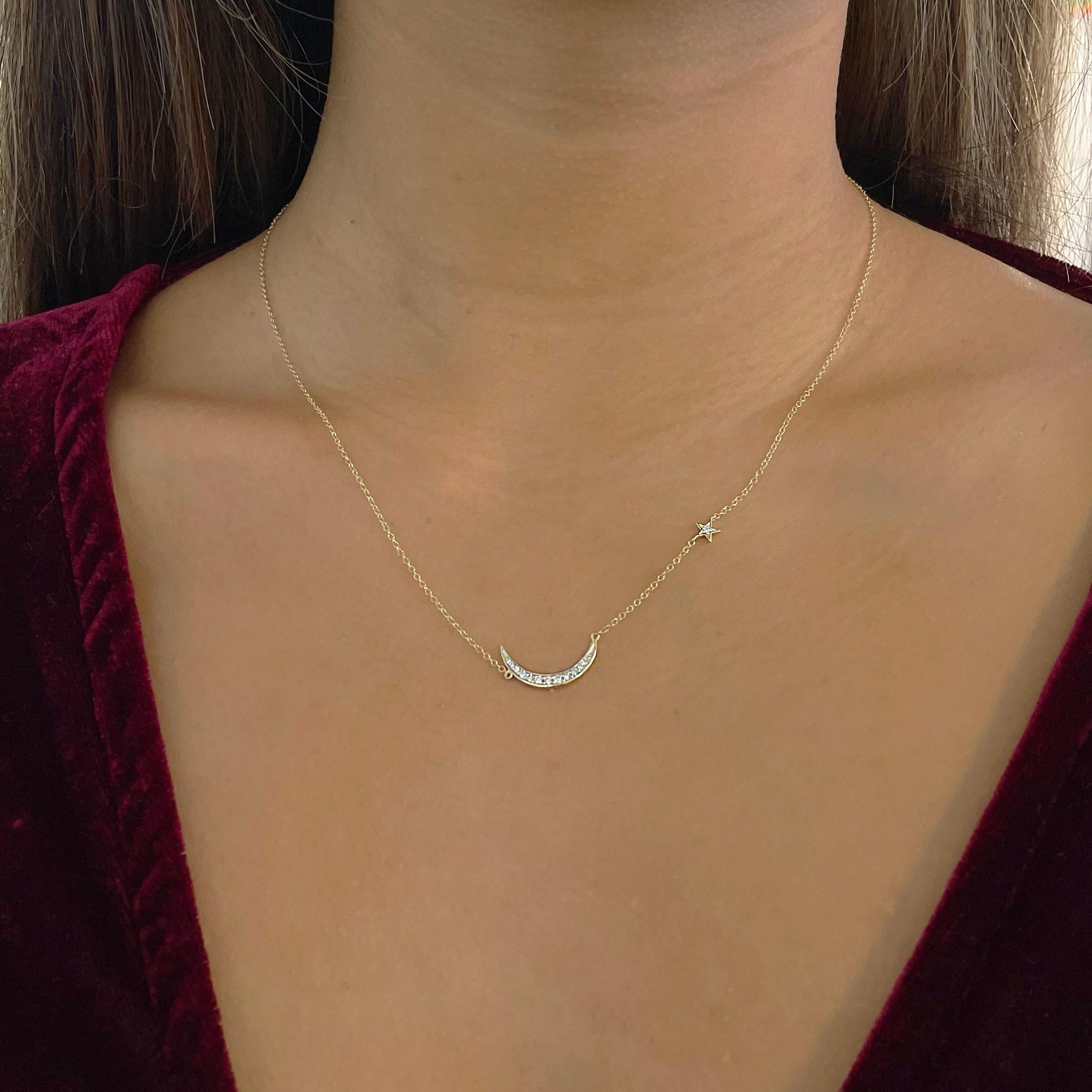 crescent moon necklace diamond