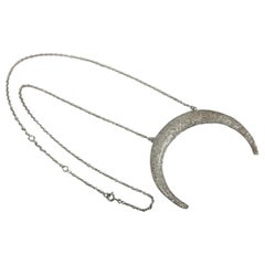 Colgante Luna Creciente Diamante Engastado en Plata 925