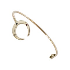 Crescent Moon Star Bangle Bracelet White Diamond Tanzanite Emerald