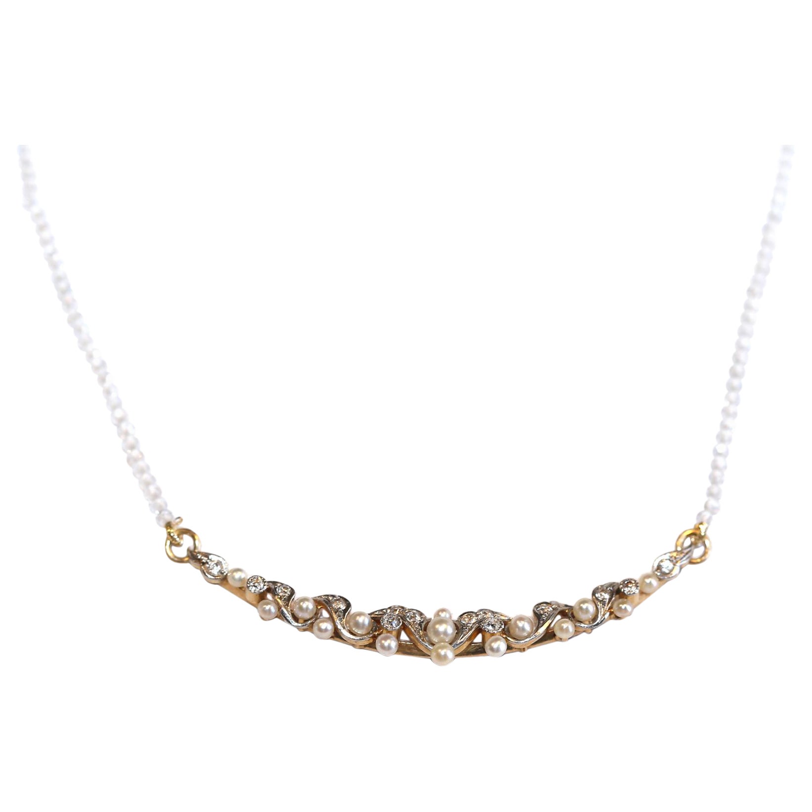 Crescent Pendelleuchte Perlen Old-Mine Diamanten Bergkristall, 1930 im Angebot 1