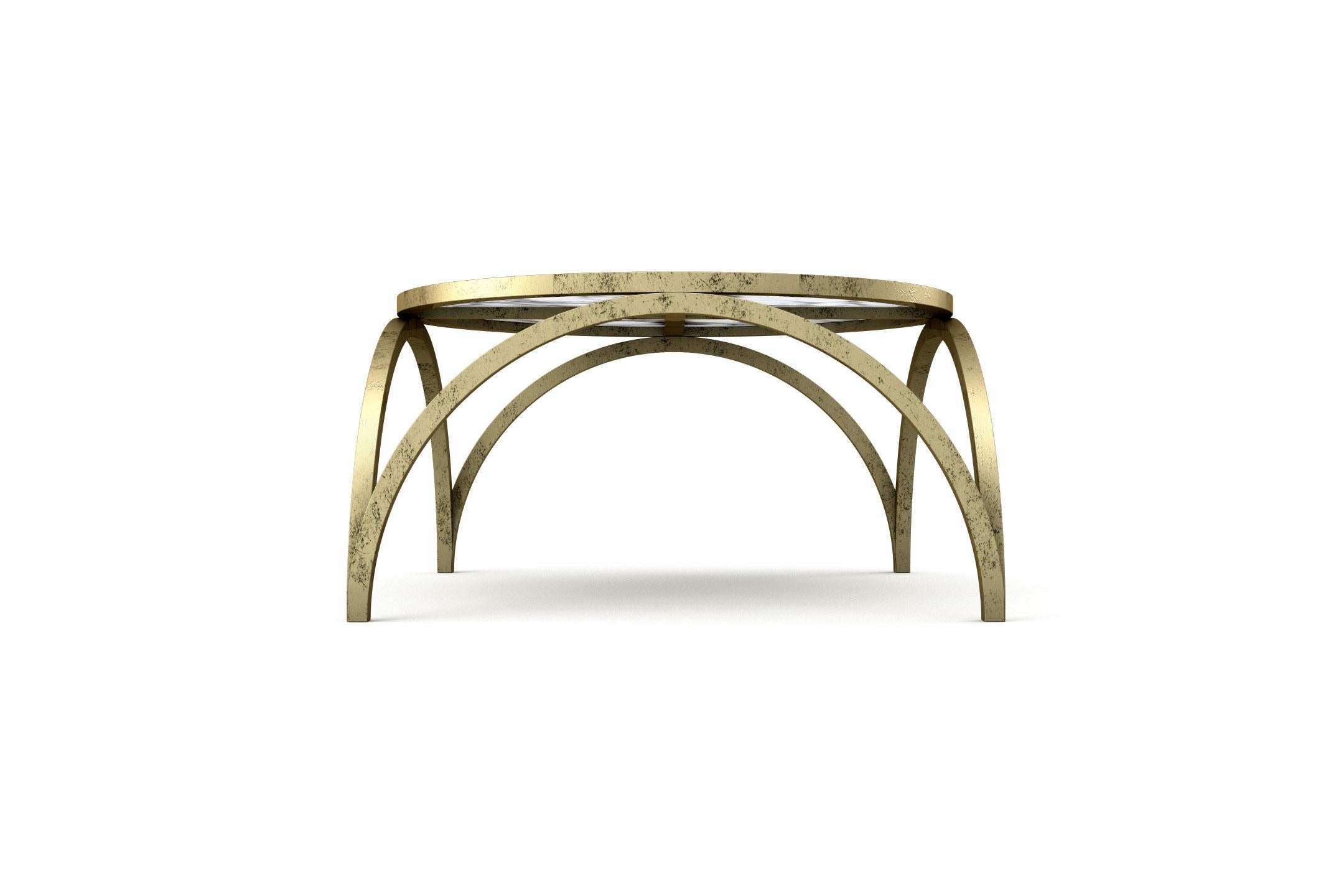 European Crescent Small Coffe Table - Modern Brass Coffee Table For Sale