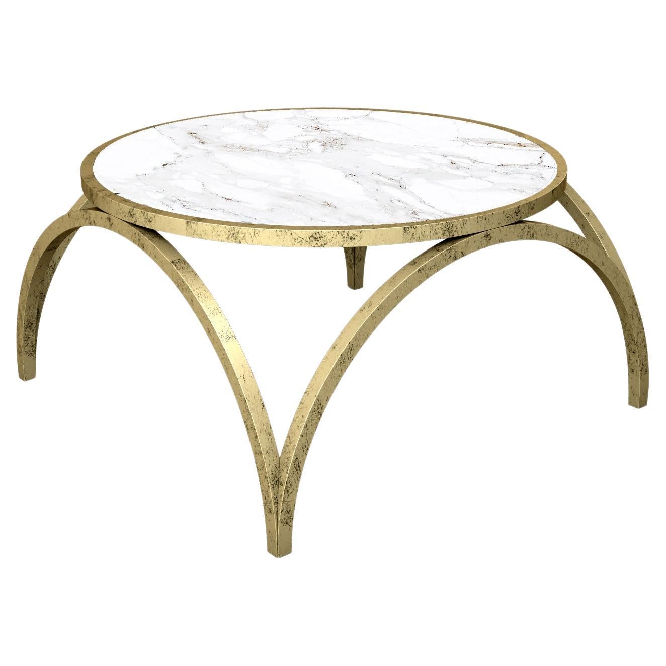 Crescent Small Coffe Table - Modern Brass Coffee Table For Sale