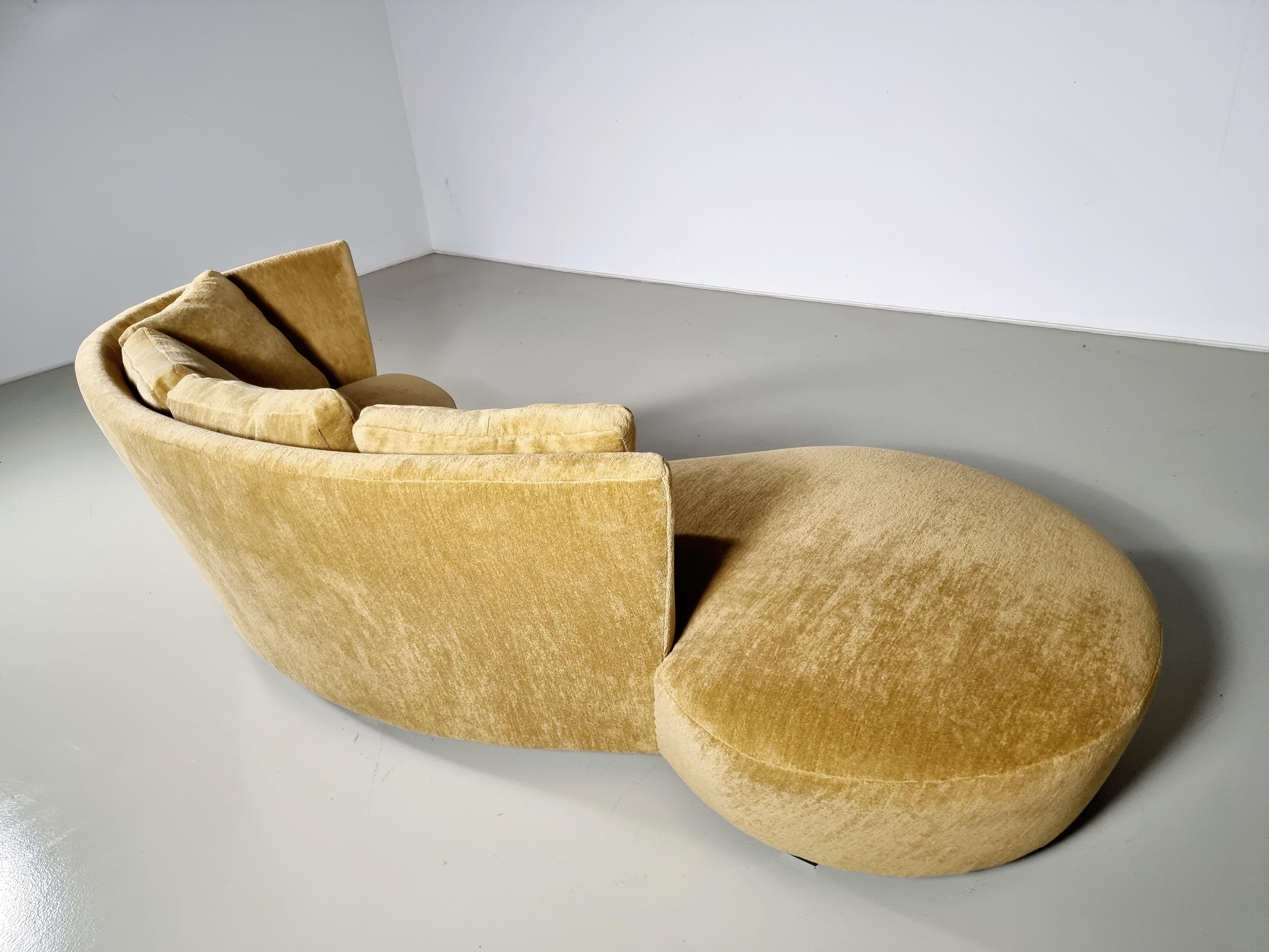 Mid-Century Modern Crescent Sofa Reupholstered in Chenille Fabric by Vladimir Kagan