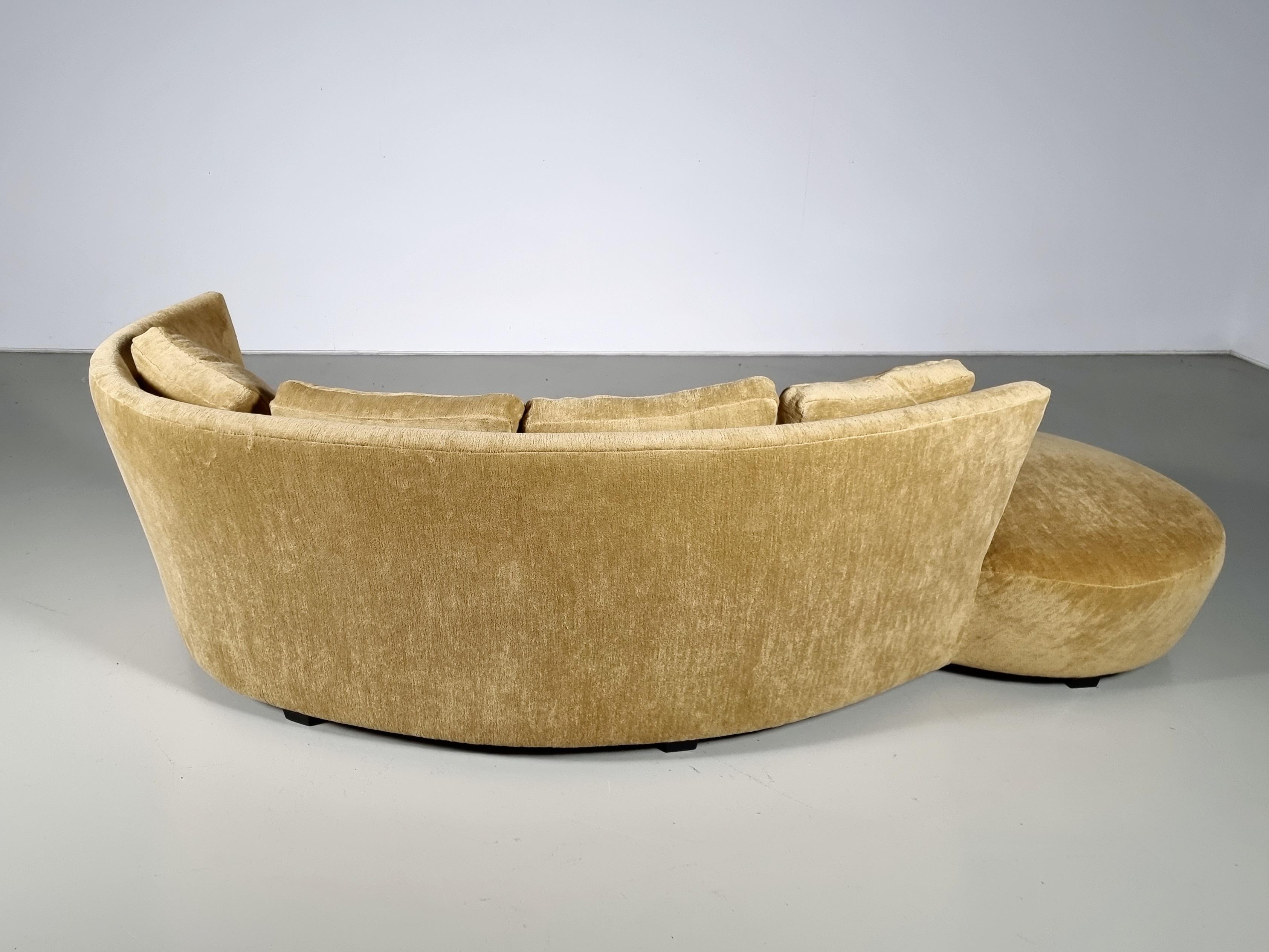 American Crescent Sofa Reupholstered in Chenille Fabric by Vladimir Kagan