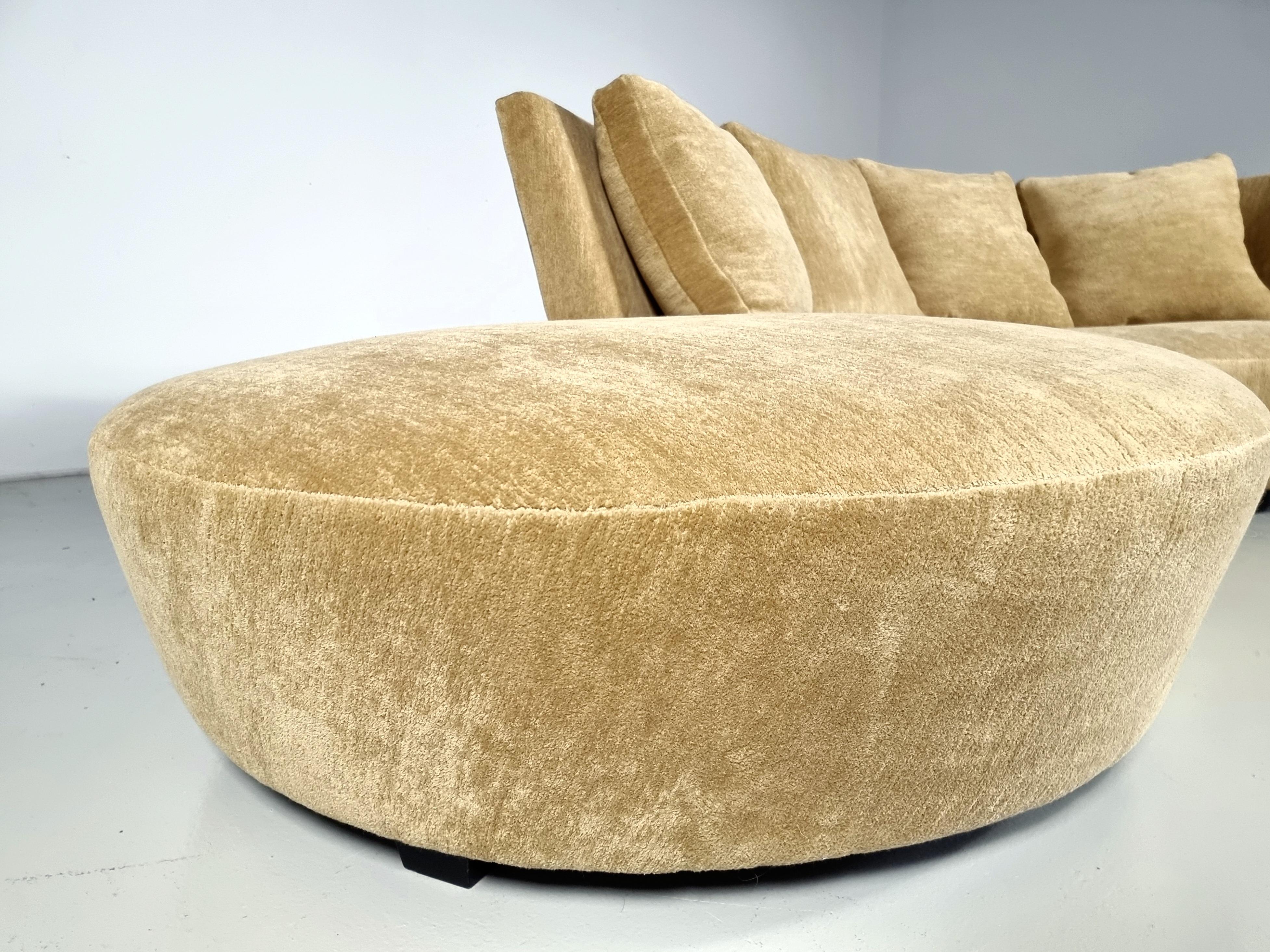 Contemporary Crescent Sofa Reupholstered in Chenille Fabric by Vladimir Kagan