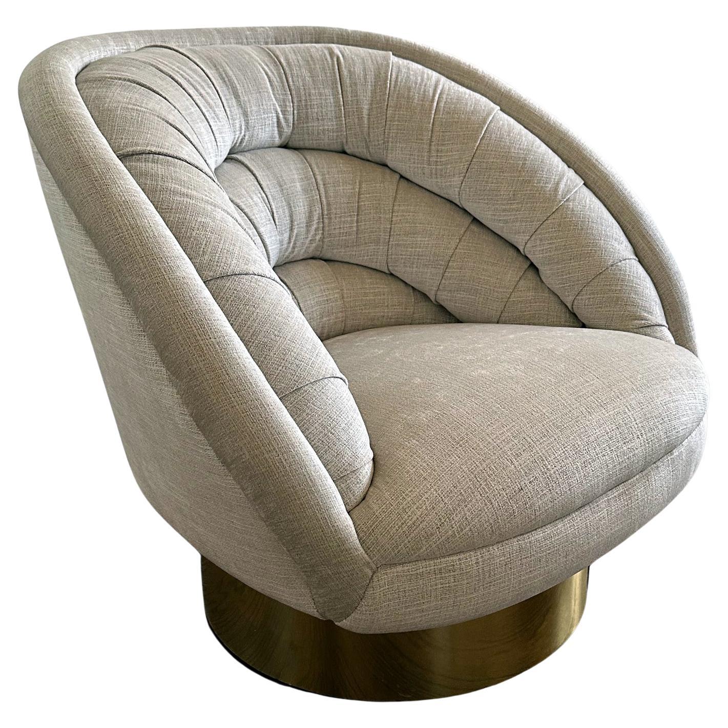 Crescent Swivel Loung Chair Brass Base by Vladimir Kagan