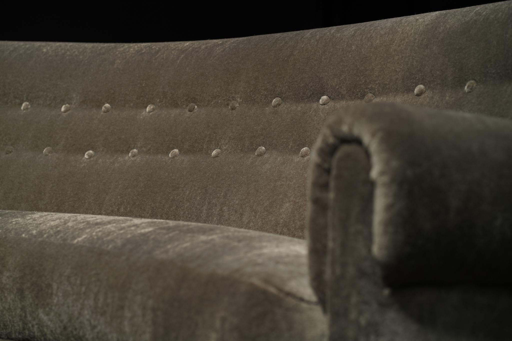 20th Century Curved Mohair Sofa