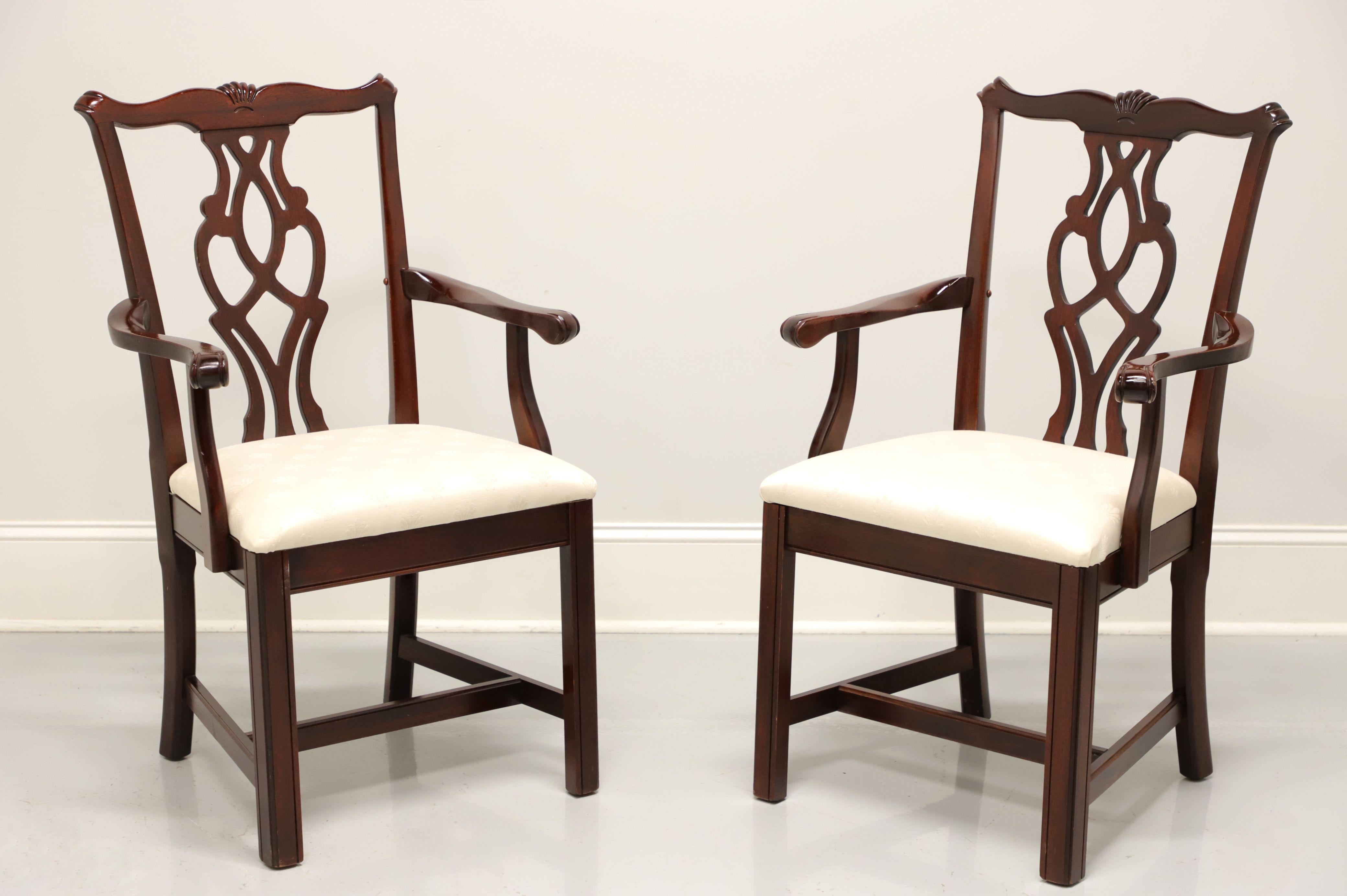 CRESENT Solid Mahogany Straight Leg Chippendale Dining Armchairs - Pair 7