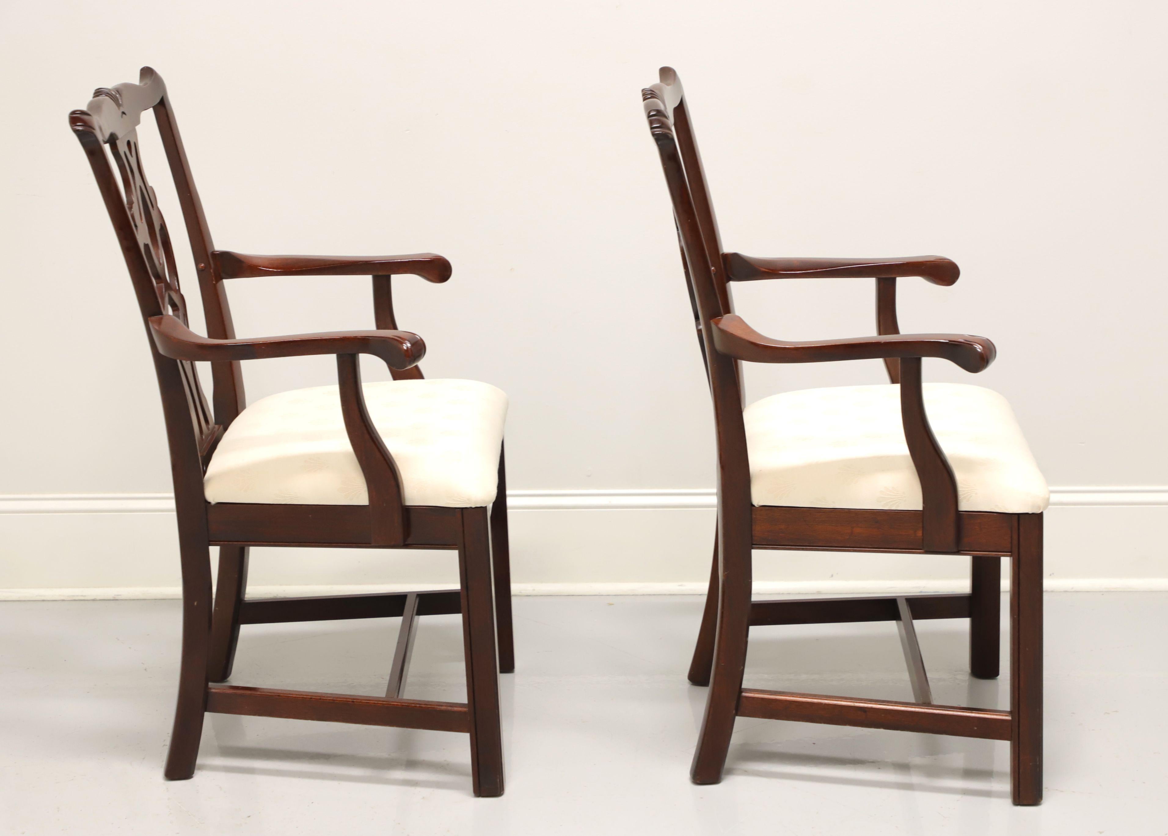 20th Century CRESENT Solid Mahogany Straight Leg Chippendale Dining Armchairs - Pair