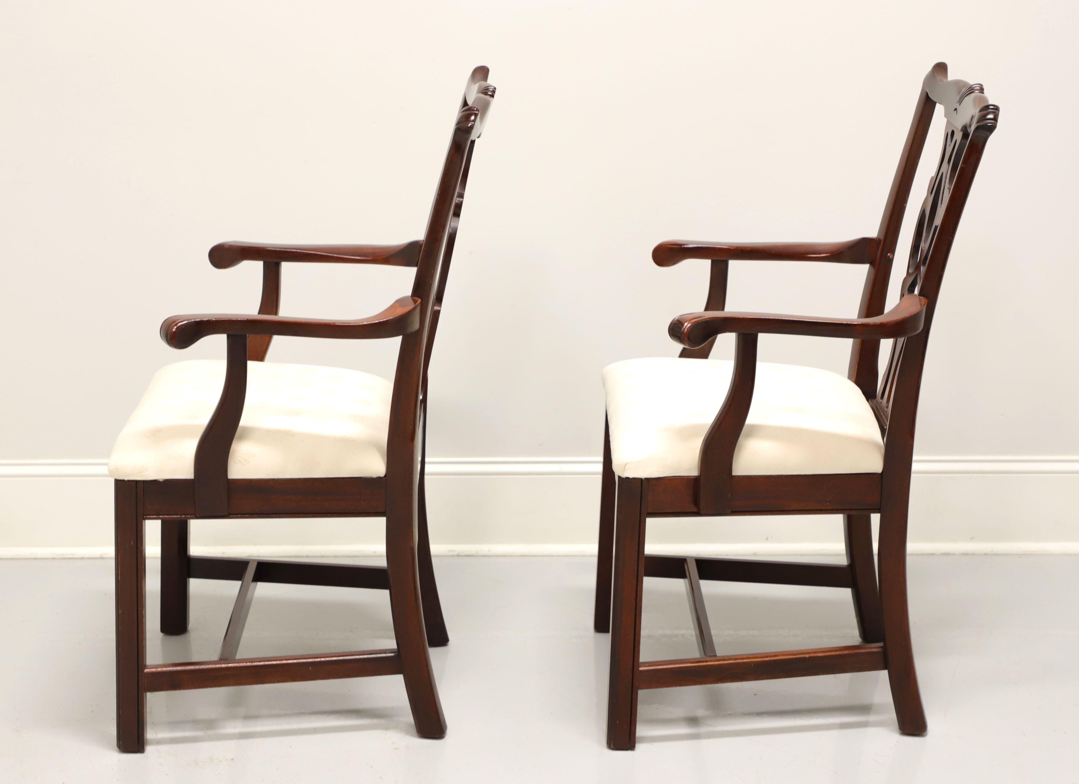 CRESENT Solid Mahogany Straight Leg Chippendale Dining Armchairs - Pair 1