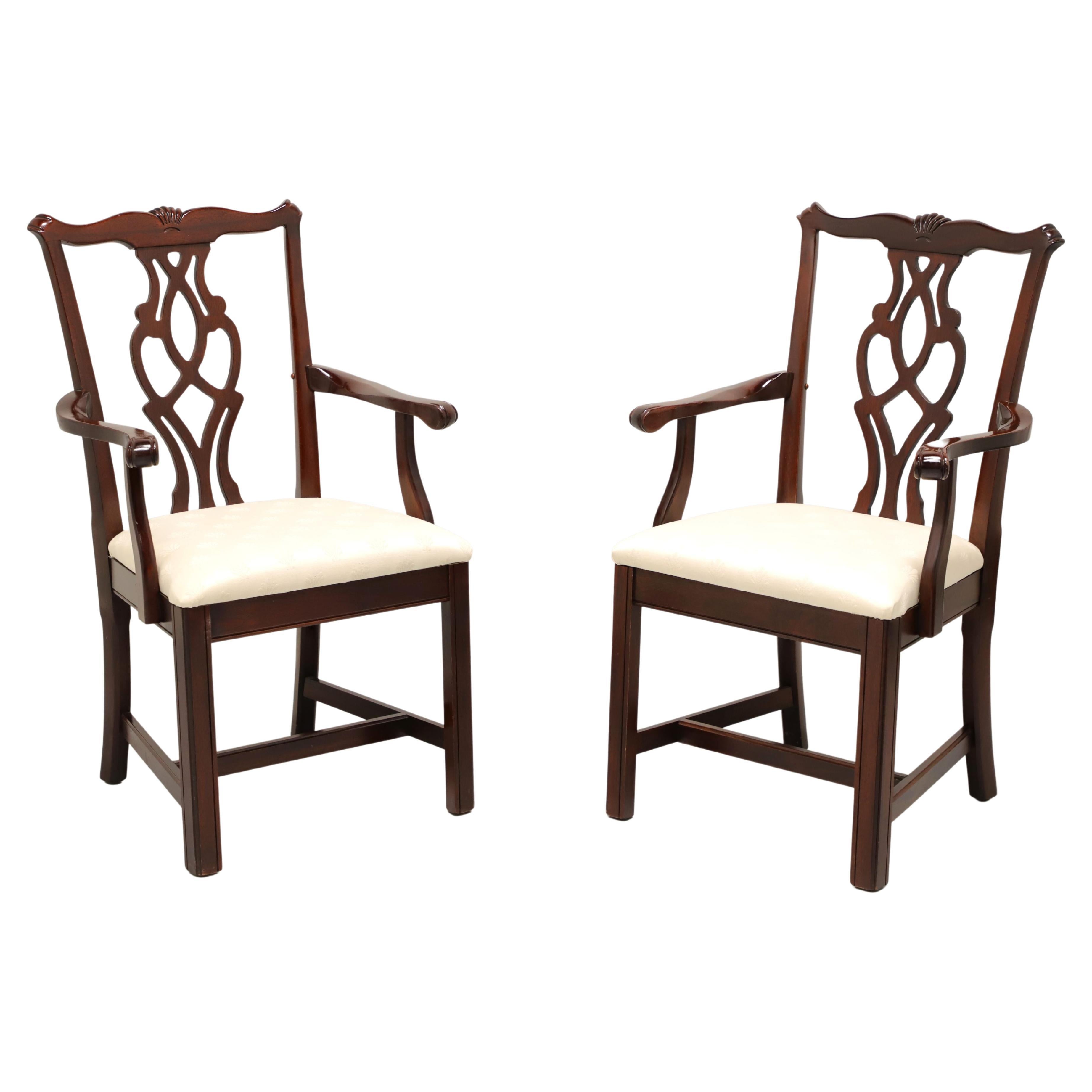 CRESENT Solid Mahogany Straight Leg Chippendale Dining Armchairs - Pair
