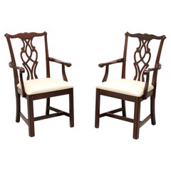 CRESENT Solid Mahogany Straight Leg Chippendale Dining Armchairs - Pair