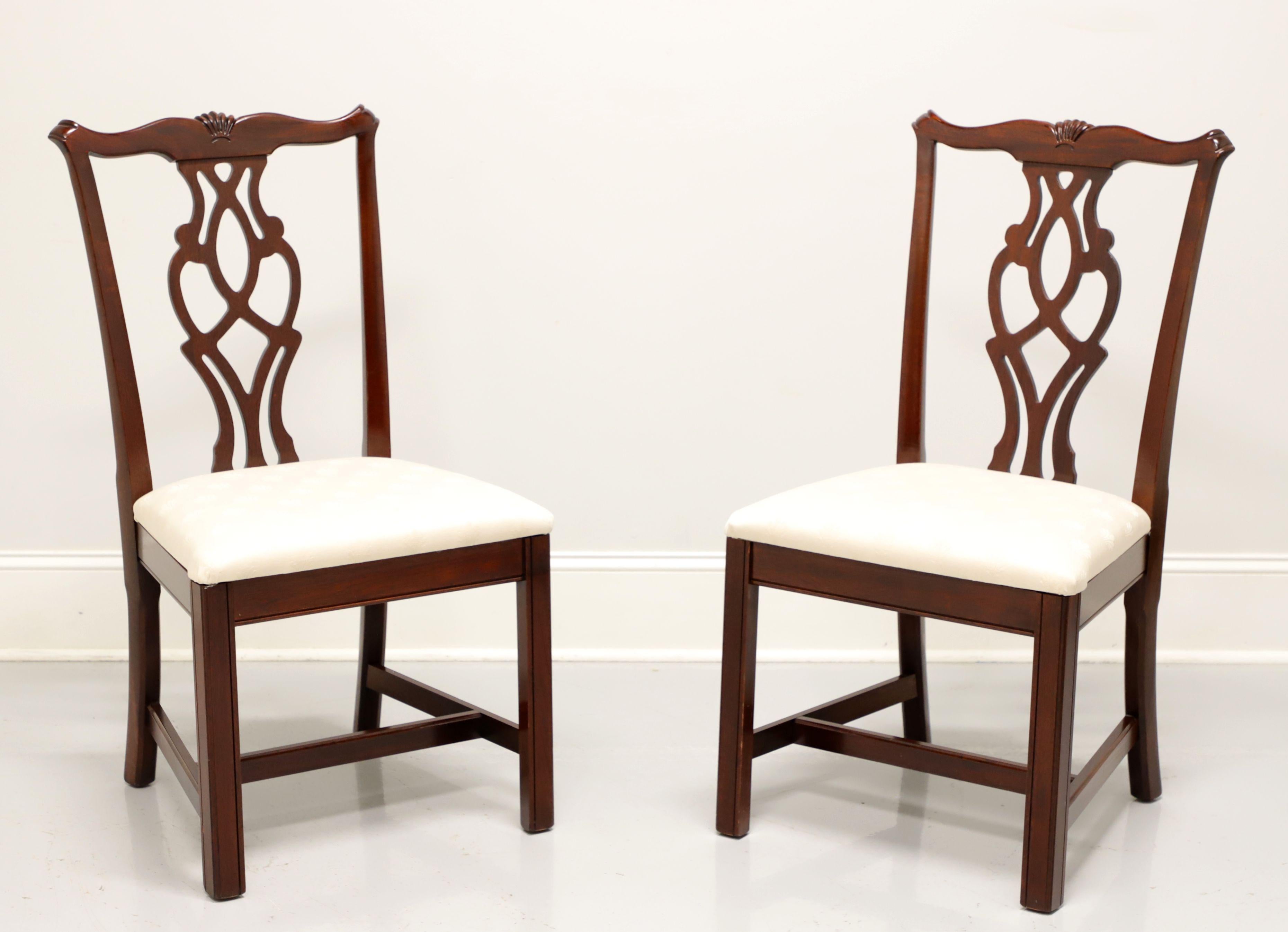 CRESENT Solid Mahogany Straight Leg Chippendale Dining Side Chairs - Pair 3