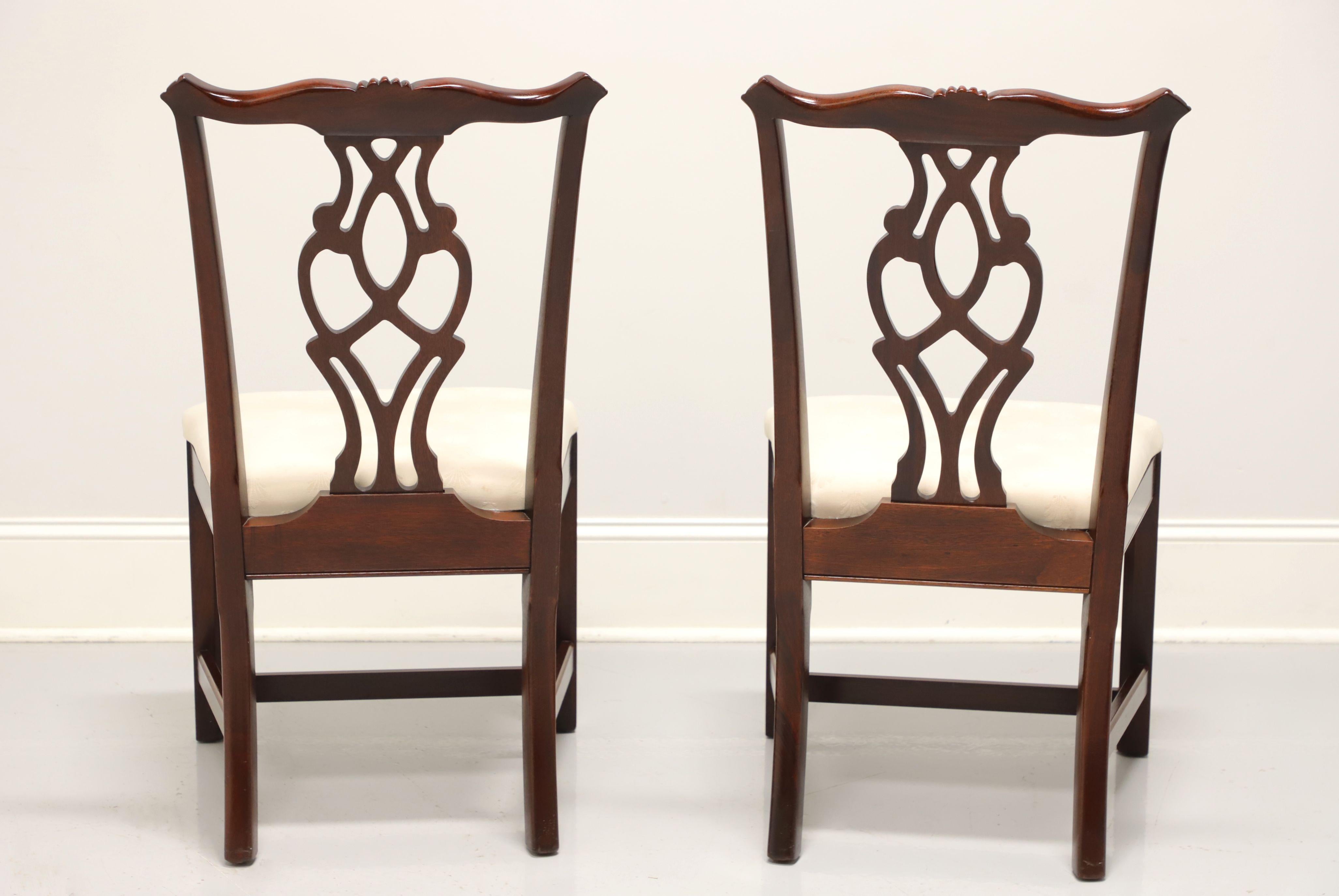 American CRESENT Solid Mahogany Straight Leg Chippendale Dining Side Chairs - Pair
