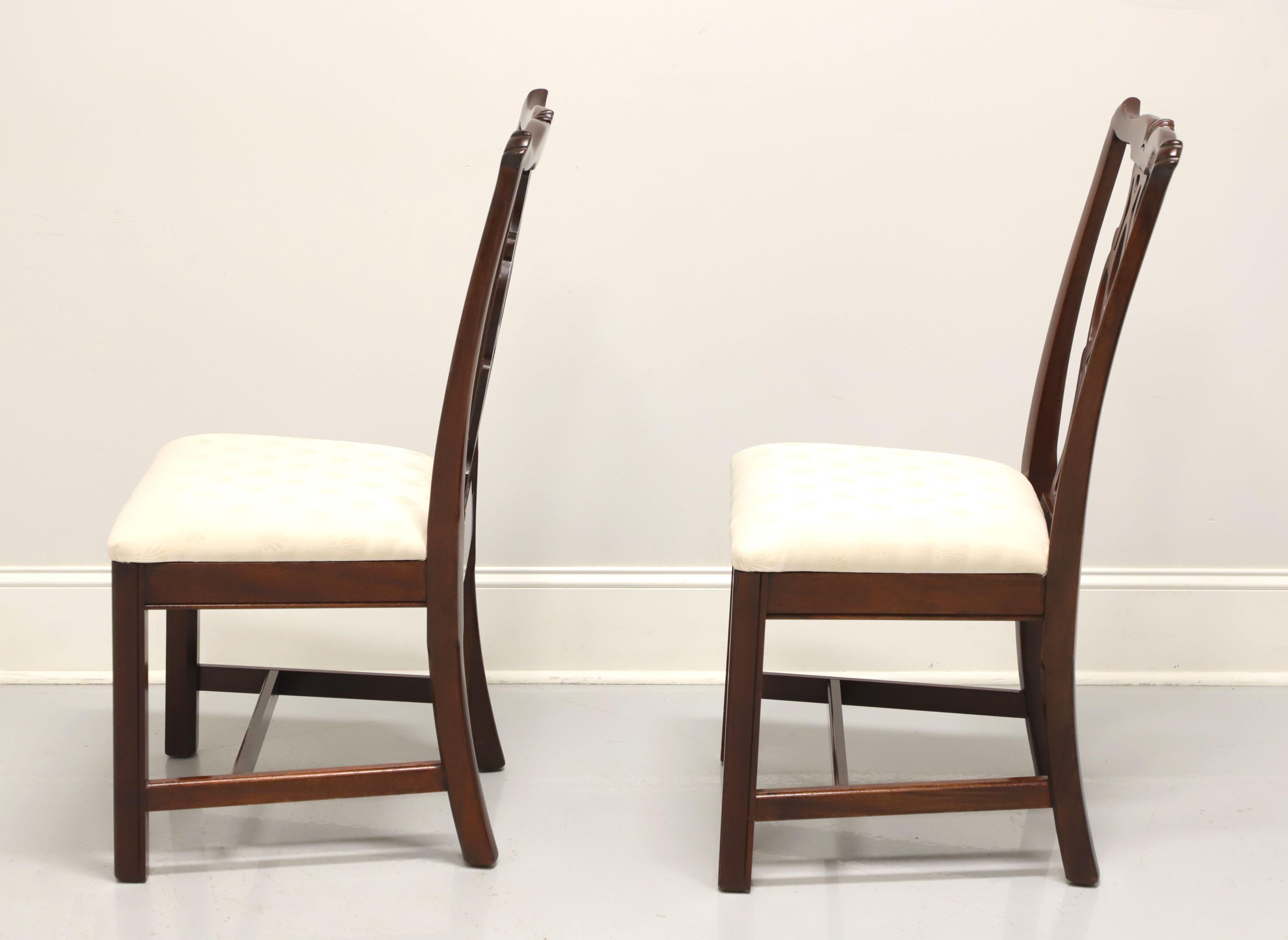 CRESENT Solid Mahogany Straight Leg Chippendale Dining Side Chairs - Pair In Good Condition In Charlotte, NC
