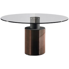 Creso Round Dining Table with Glass Top and Copper Base by Acerbis Design