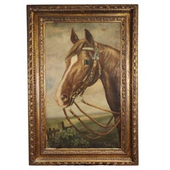 Oil on canvas, "Portrait of a Horse," early 20th century, Italy