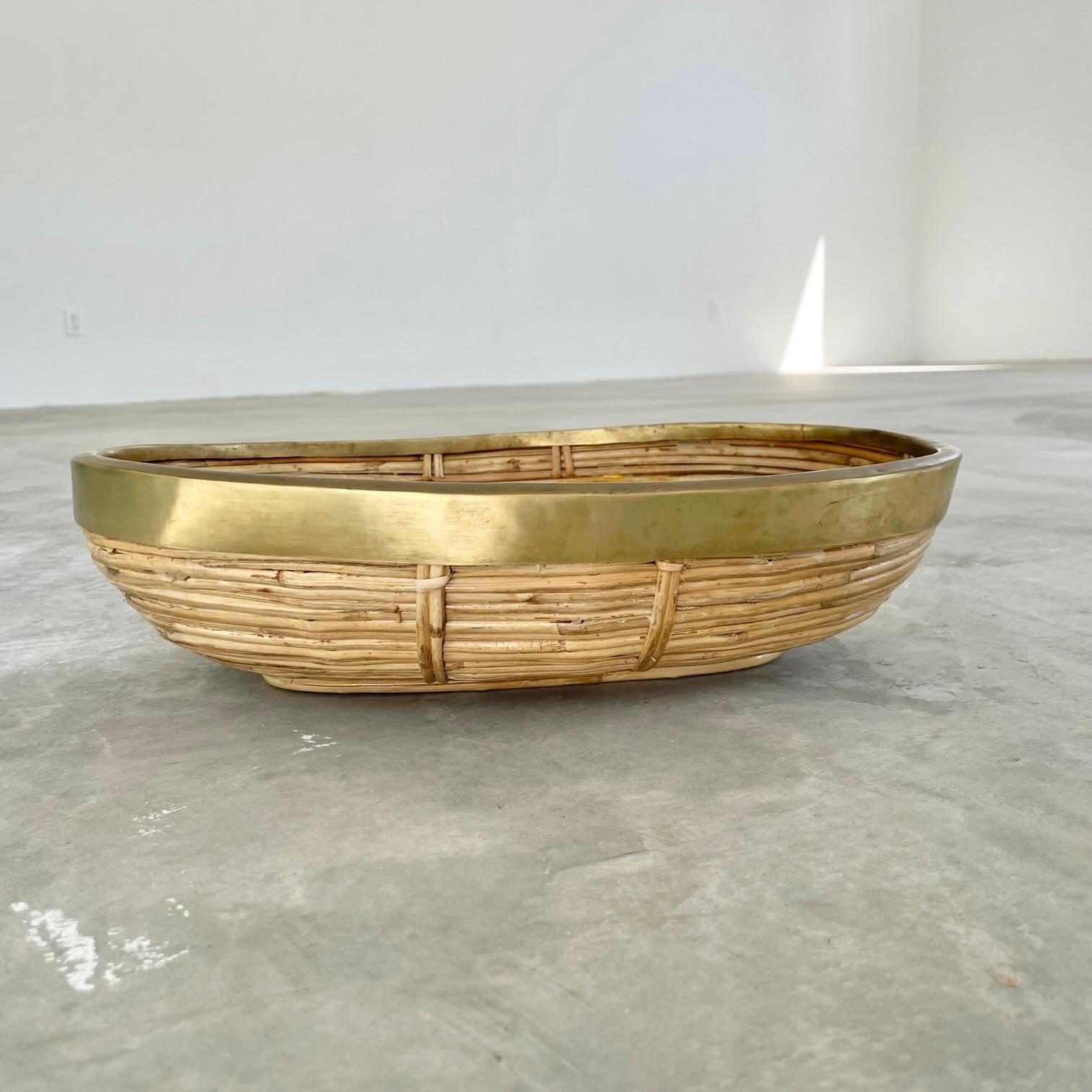 Italian Crespi Style Bamboo and Brass Bowl