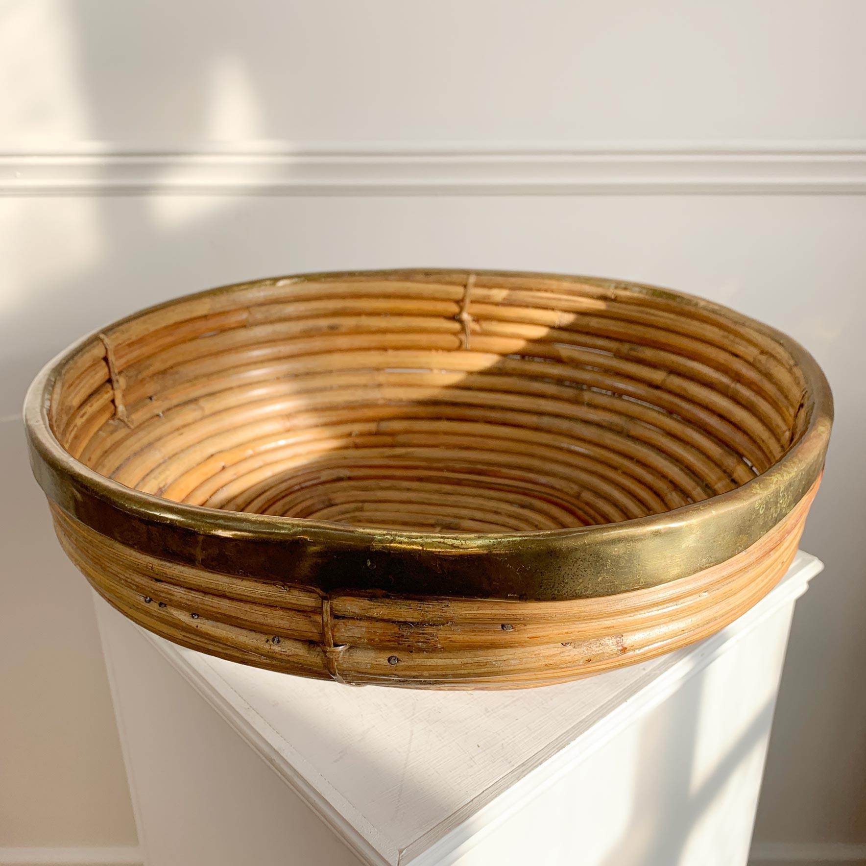 Organic Modern Pencil Reed Banded Bowl For Sale