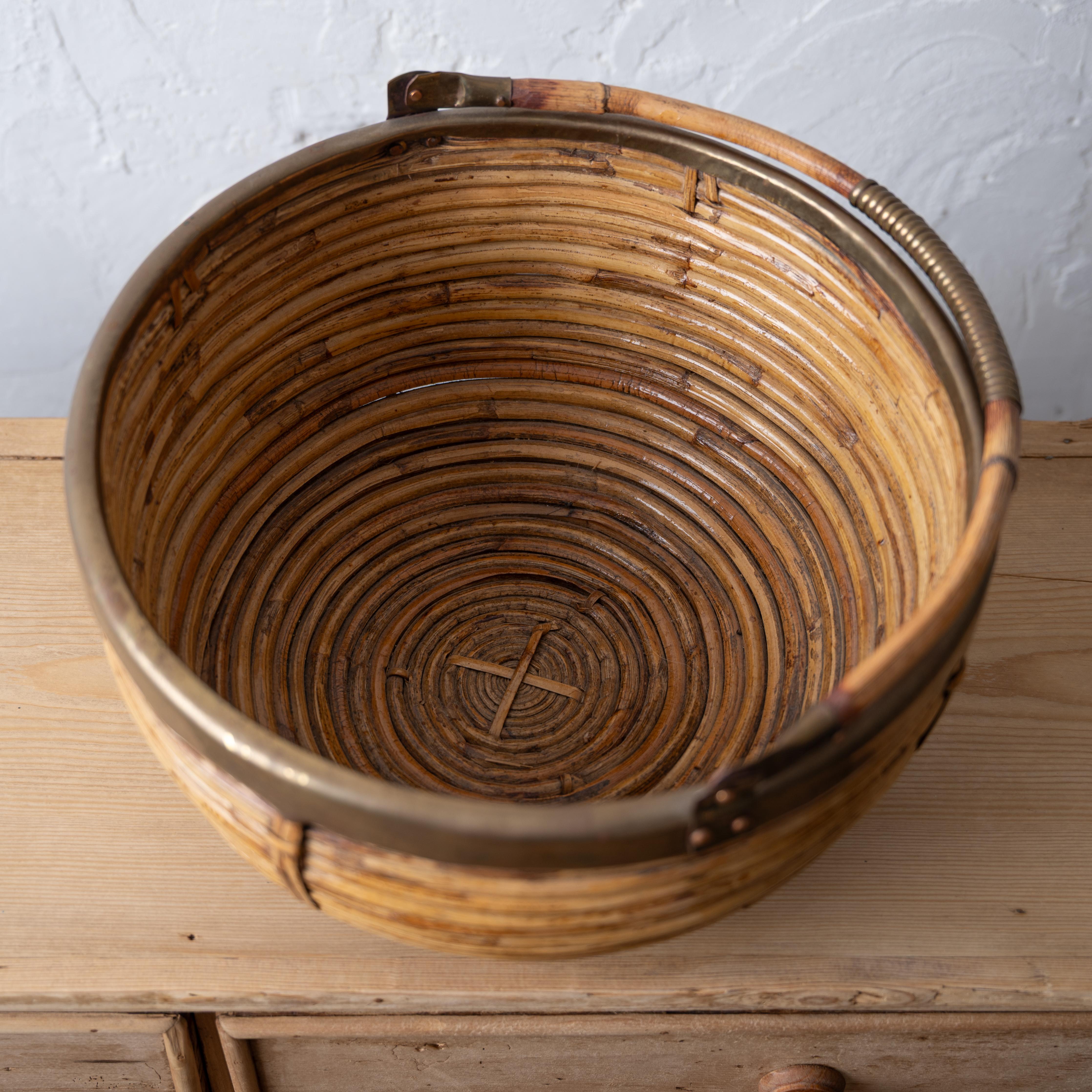 Crespi Style Pencil Reed Basket, 1960s For Sale 1