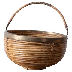 Crespi Style Pencil Reed Basket, 1960s