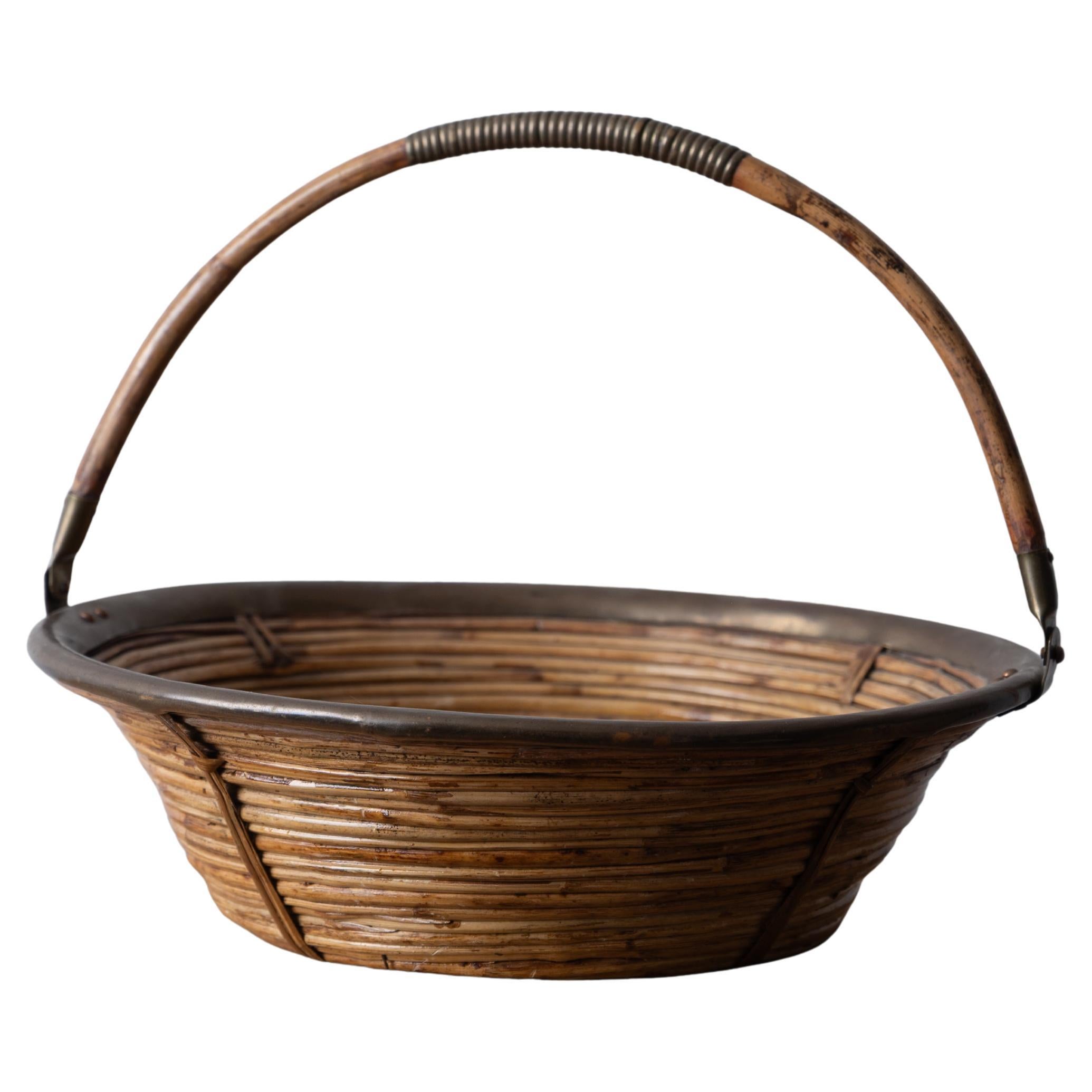 Panier de roseaux de style Crespi, années 1960
