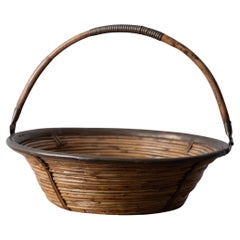 Panier de roseaux de style Crespi, années 1960