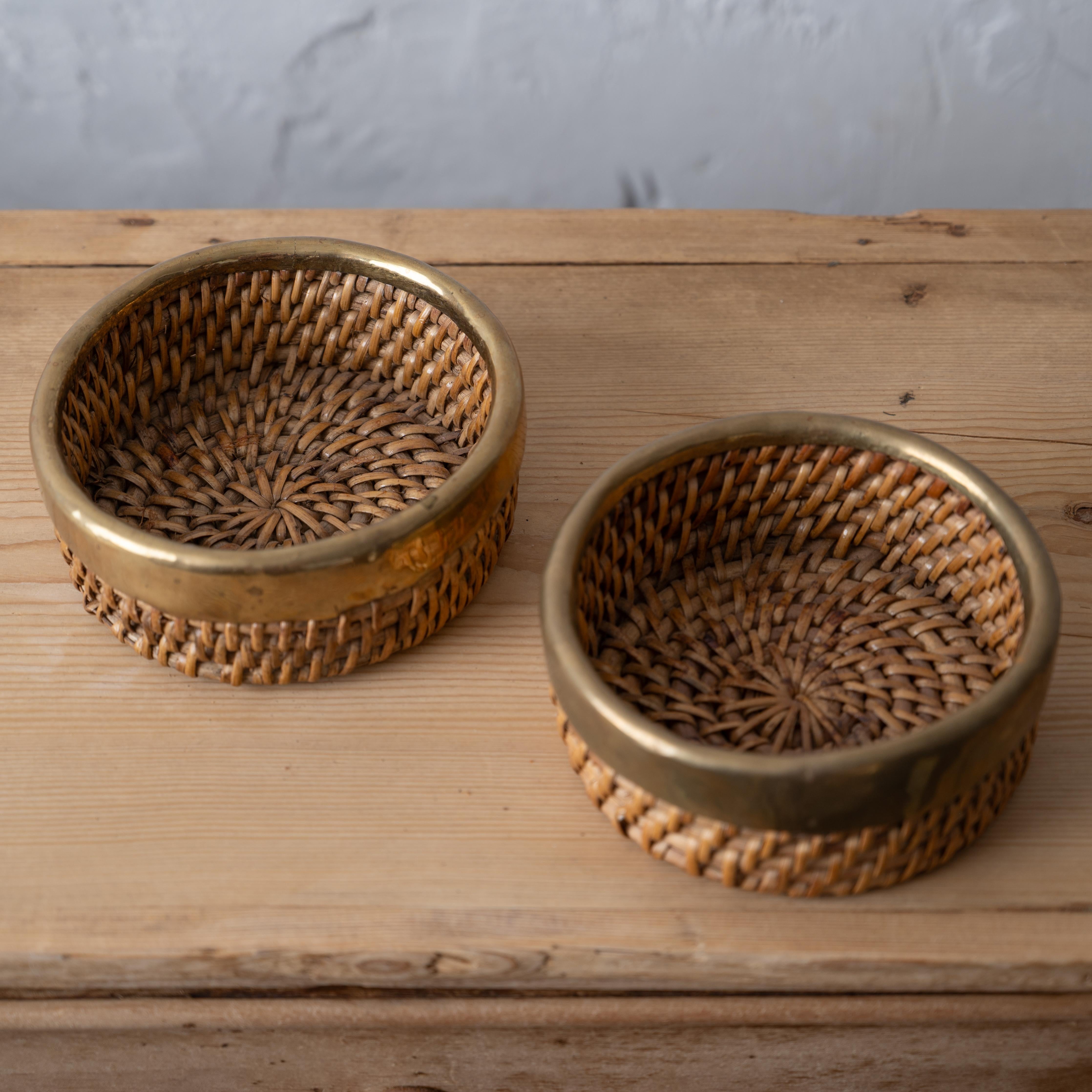 Mid-20th Century Crespi Style Pencil Reed Baskets, 1960s For Sale