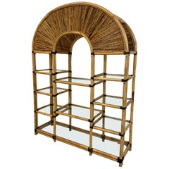 Vintage Rattan Étagère Bookshelf