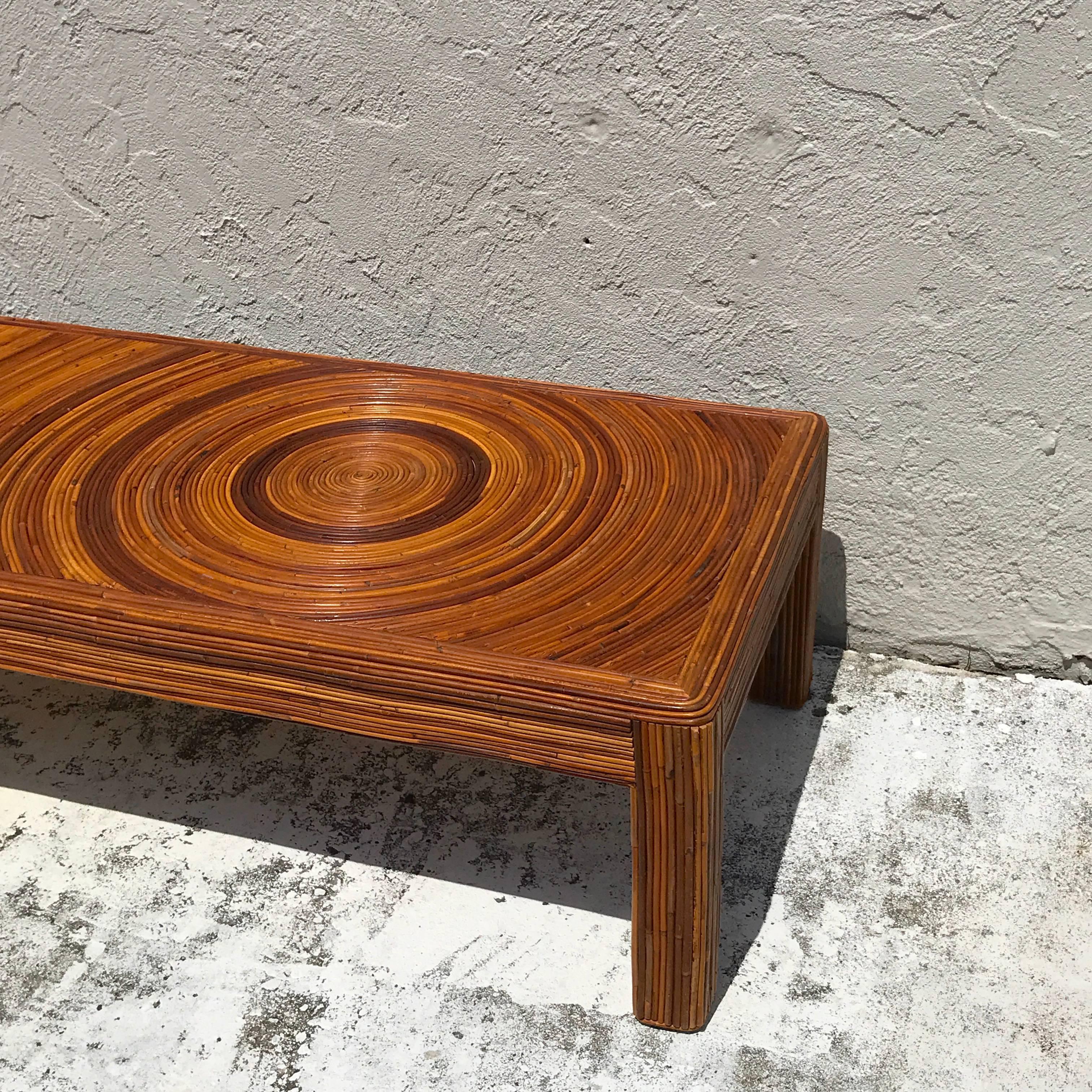 Mid-Century Modern Crespi Style Split Bamboo Long Coffee Table