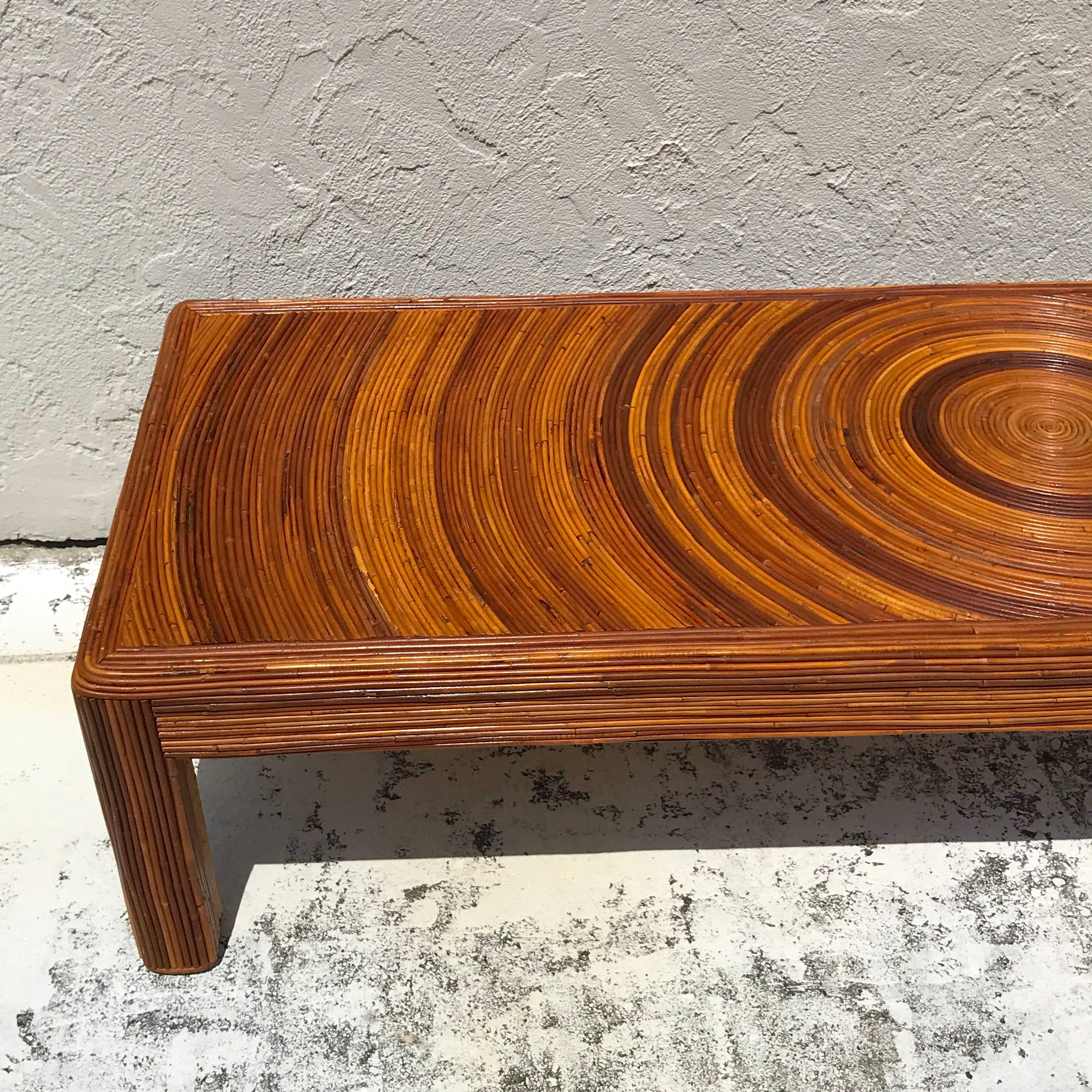 Crespi Style Split Bamboo Long Coffee Table In Excellent Condition In West Palm Beach, FL