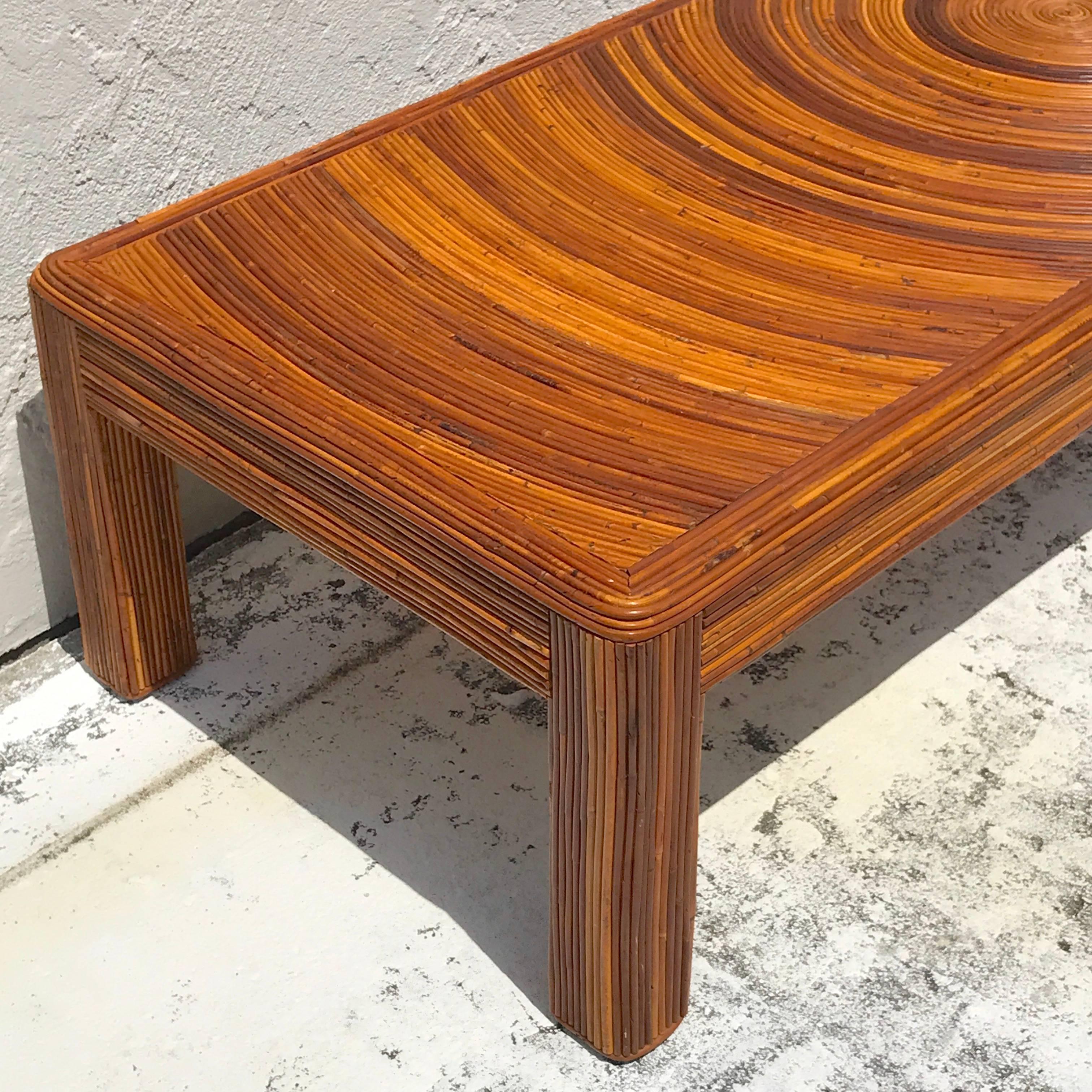 Mid-20th Century Crespi Style Split Bamboo Long Coffee Table