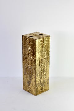 Vintage Mid-Century Modern Italian Cast Brass Crocodile Skin Umbrella Stand