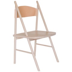 Cress Chair by Sun at Six, Nude Minimalist Side or Dining Chair in Wood, Leather