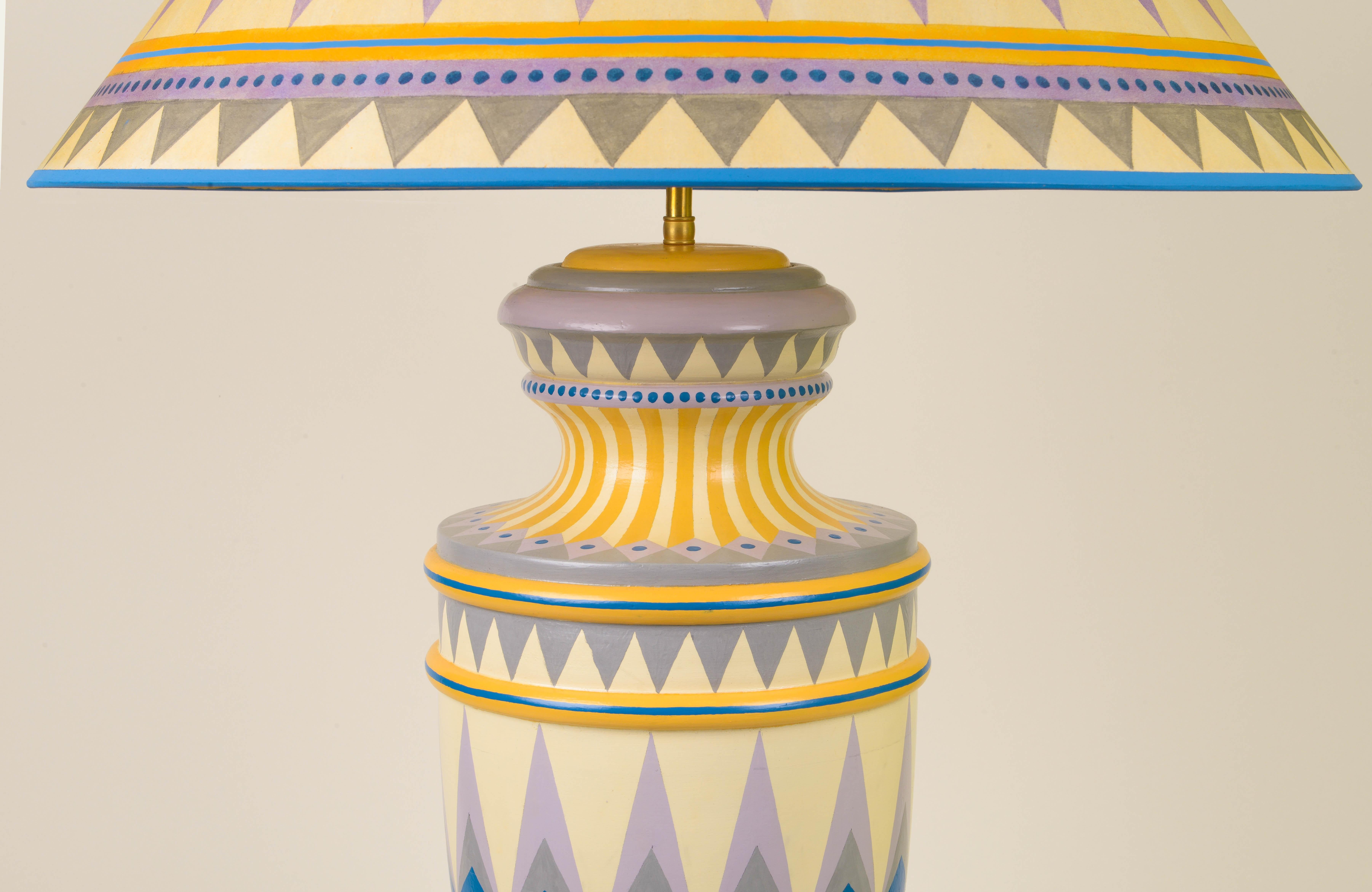 Hand-Painted Cressida Bell - 'Harlequin' Table Lamp For Sale