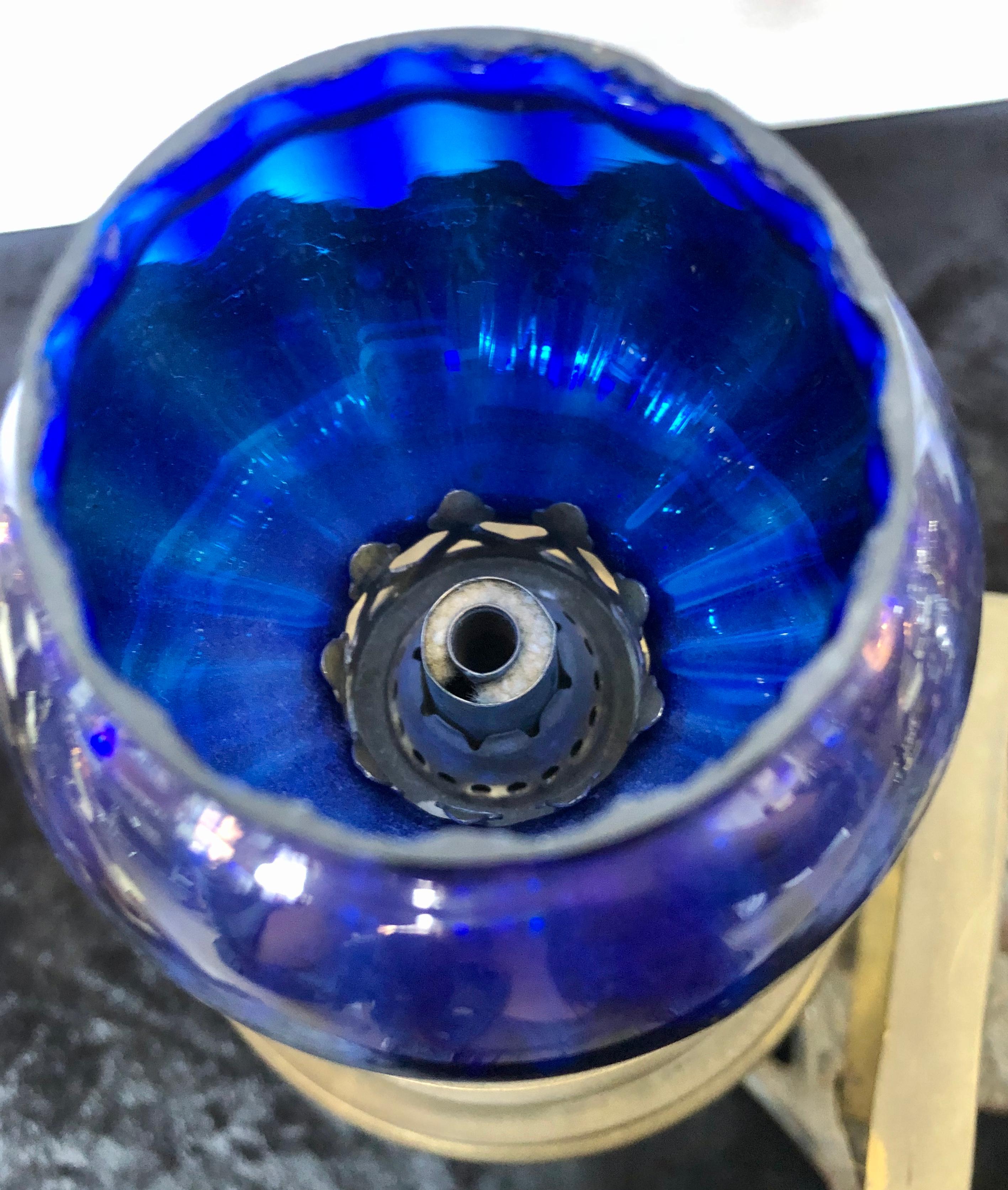 Cressman's Counsellor Cigar Lighter and Lamp with Blue Glass Globe 3