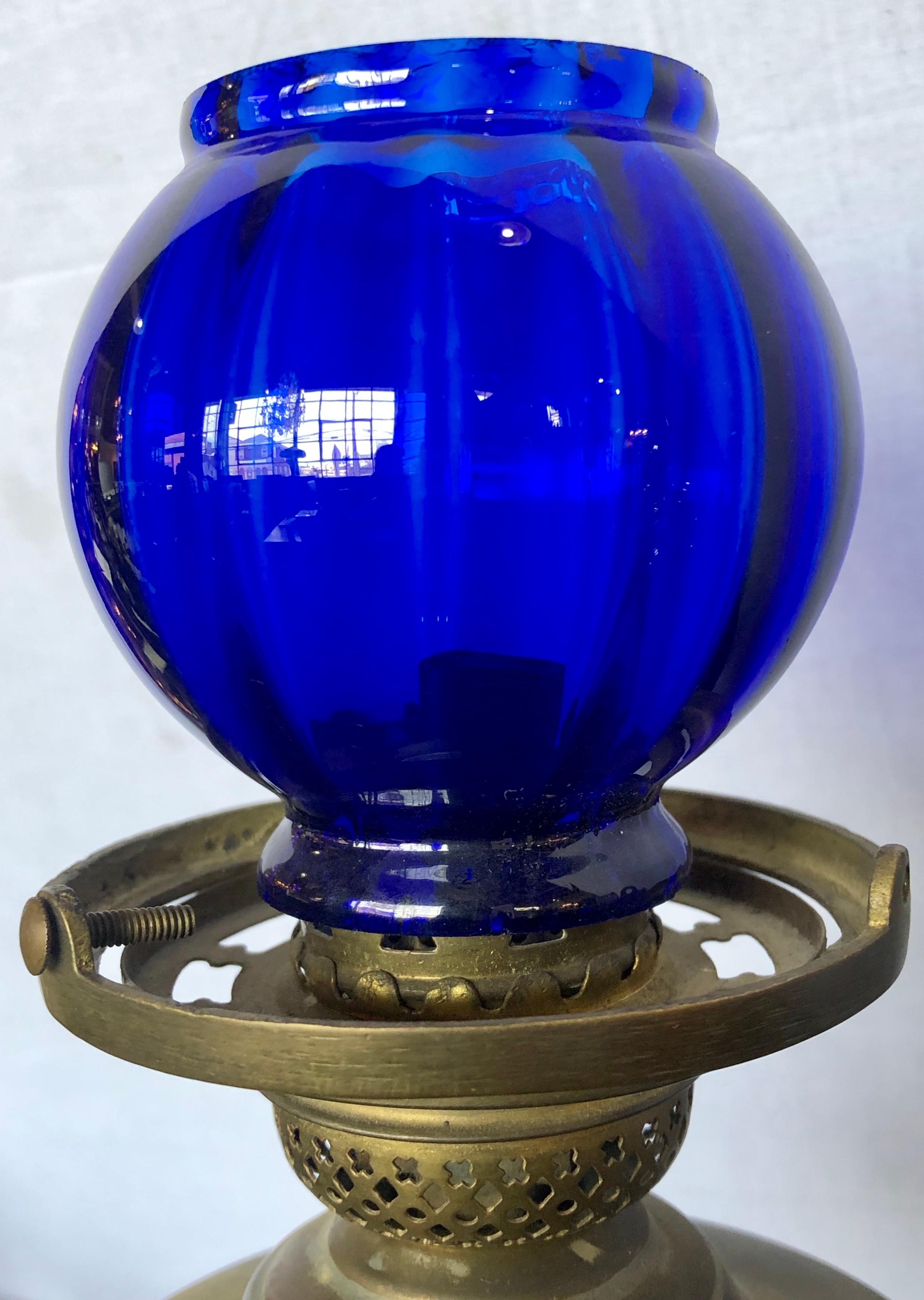 Arts and Crafts Cressman's Counsellor Cigar Lighter and Lamp with Blue Glass Globe