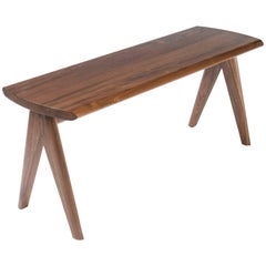 Crest Bench by Tretiak Works, Contemporary Handmade Solid Walnut Bench