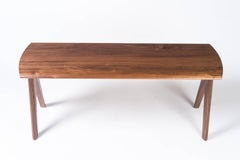 Crest Bench by Tretiak Works, Contemporary Handmade Solid Walnut Bench