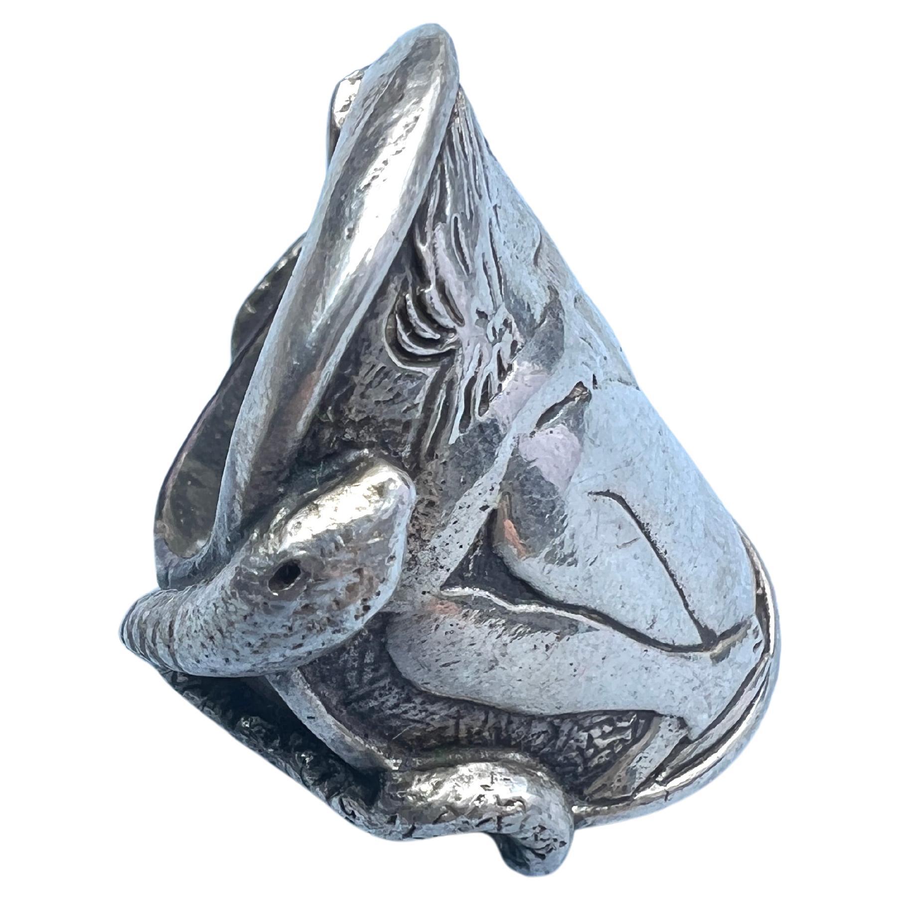 Coin Ring Silver Snake In New Condition For Sale In Los Angeles, CA
