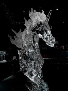Crest Crystal Unicorn Sculpture – Luxury Crystal Acrylic Rearing Unicorn Statue