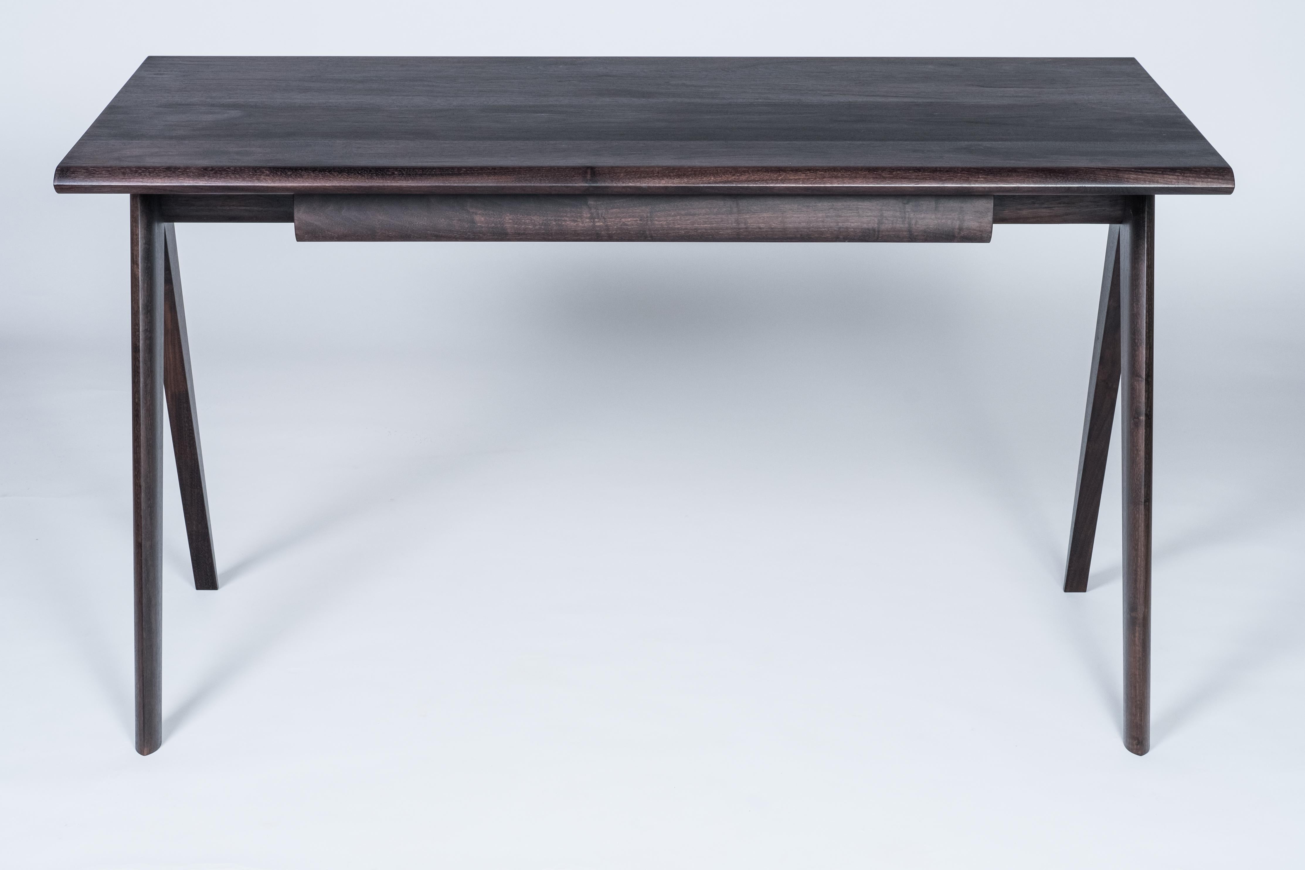 Modern Crest Desk by Tretiak Works, Oxidized Walnut Handmade Contemporary Desk For Sale