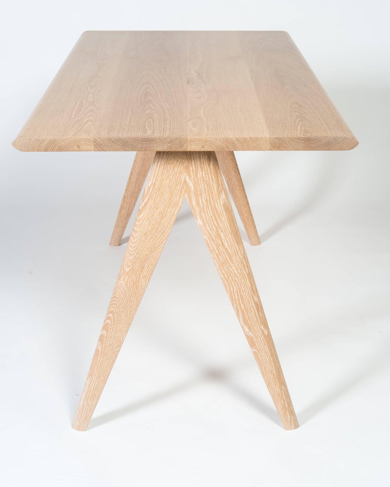 Crest Desk by Tretiak Works, Cerused White Oak Handmade Contemporary Desk In New Condition For Sale In Portland, OR