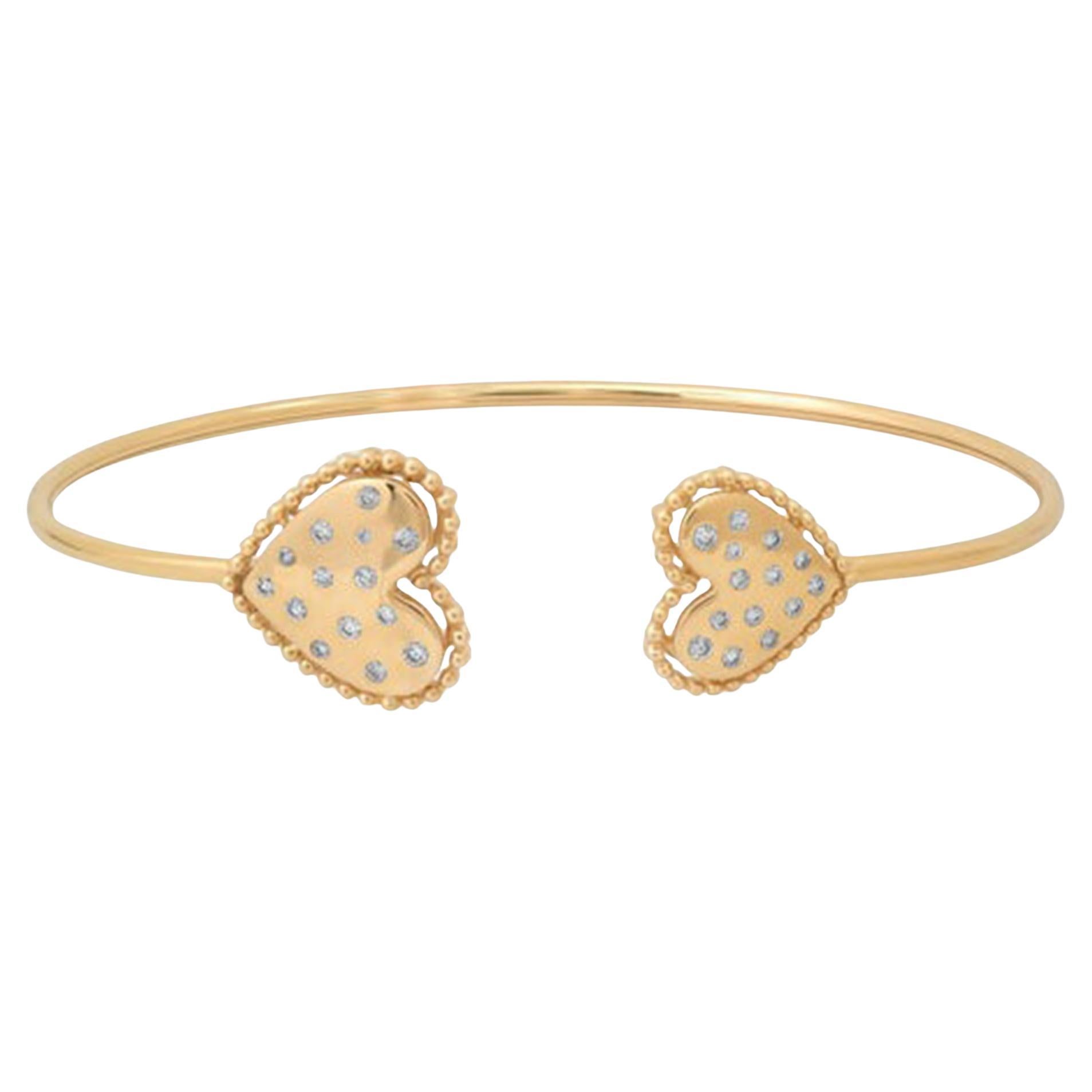 Crest Diamond Aurora 14K (or 18k upon request) Yellow Gold Cuff Bracelet For Sale
