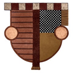 Crest I Track, handgetufteter Terrakotta-Teppich aus Wolle mit Grafikmuster